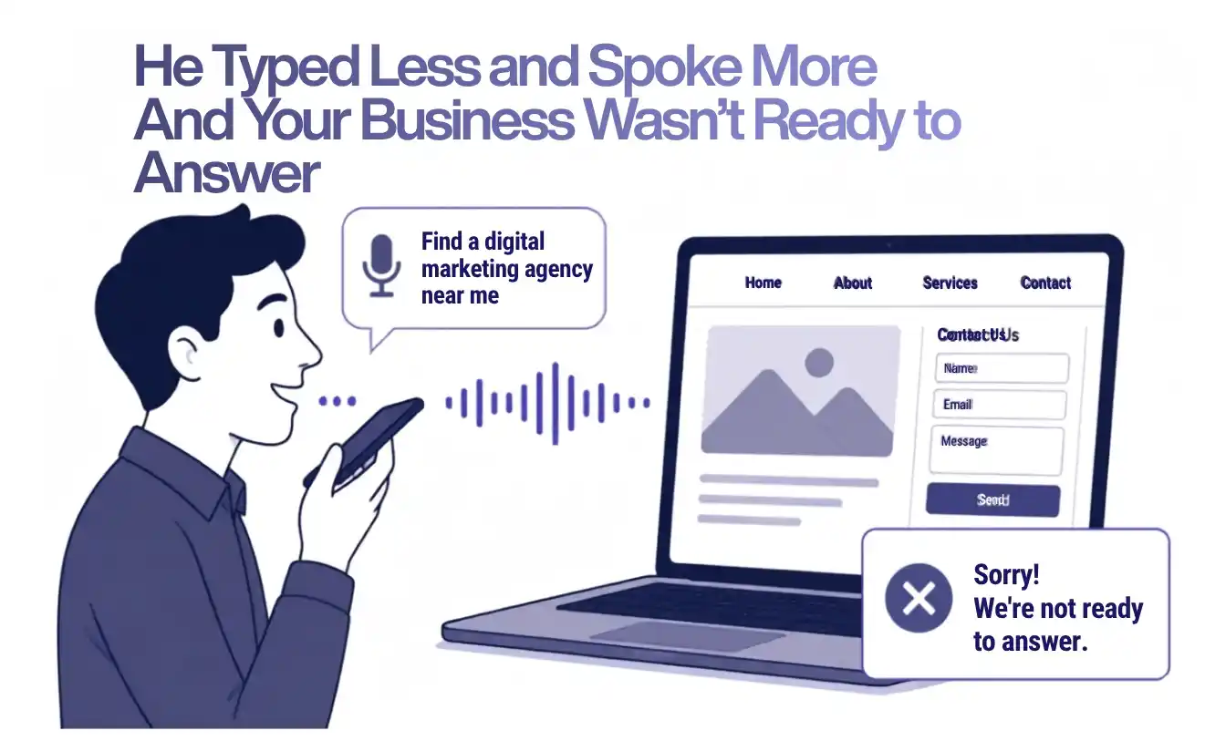 Business owner confused by SEO while competitors rank higher on Google, showing how SEO impacts online visibility and customer decisions.