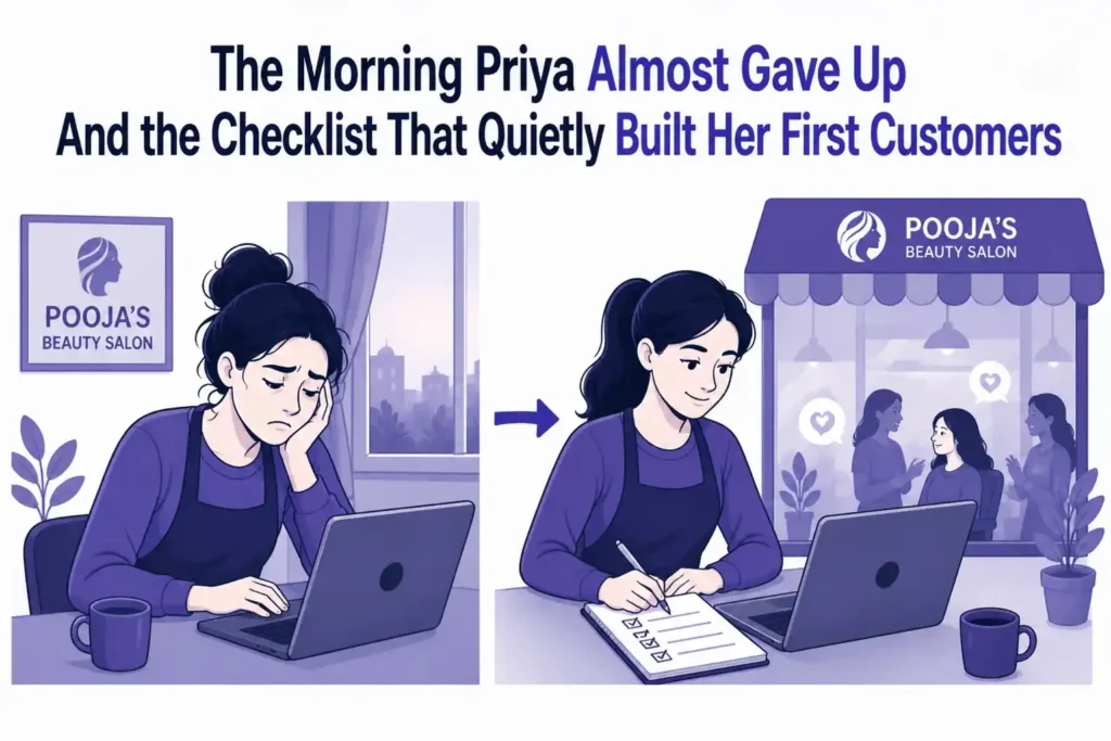 The Morning Priya Almost Gave Up and the Checklist That Built Her First Customers