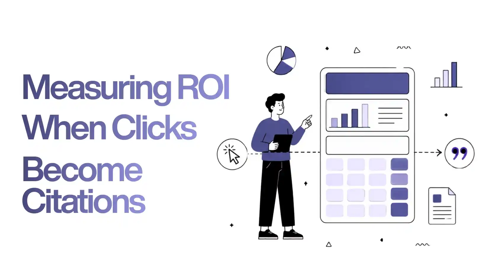 Illustration of a GEO content strategy dashboard measuring ROI through AI citations, analytics, and content performance.